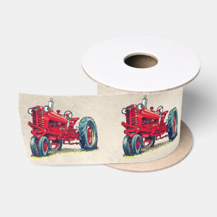 Retro rode landbouwtractor met ogen satijnen lint