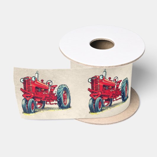 Retro rode landbouwtractor met ogen satijnen lint (Spoel)