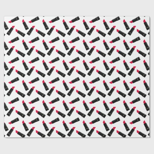 Retro, rode lippenstift cadeaupapier (Vlak)