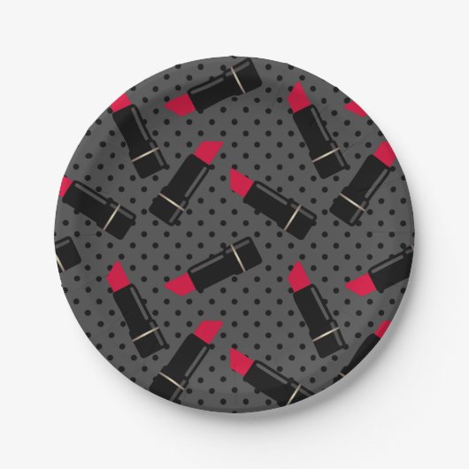 Retro, rode lippenstift papieren bordje (Voorkant)