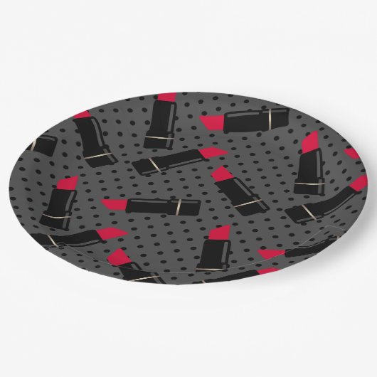 Retro, rode lippenstift papieren bordje (Gekanteld)