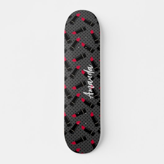 Retro, rode lippenstift persoonlijk skateboard (Voorkant)