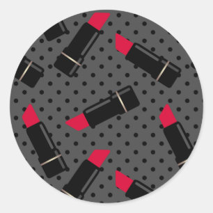 Retro, rode lippenstift ronde sticker