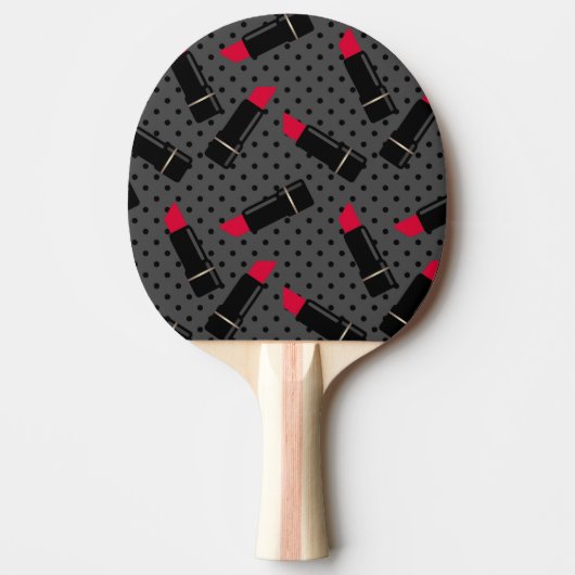 Retro, rode lippenstift tafeltennisbatje (Voorkant)