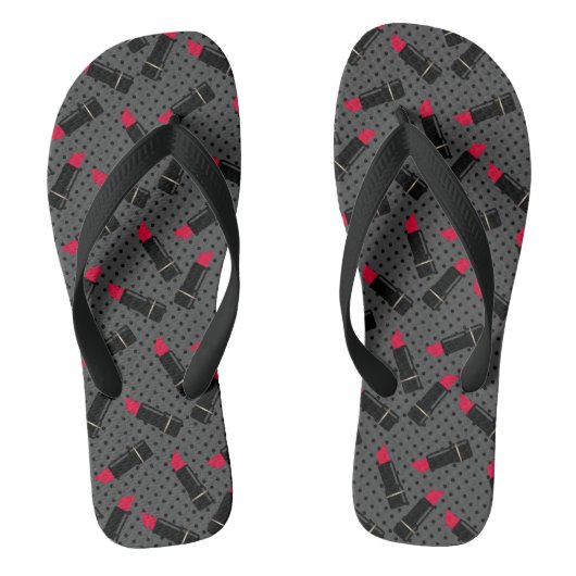 Retro, rode lippenstift teenslippers (Voetbed)