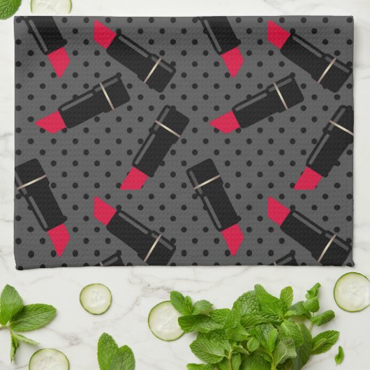 Retro, rode lippenstift theedoek (Gevouwen)