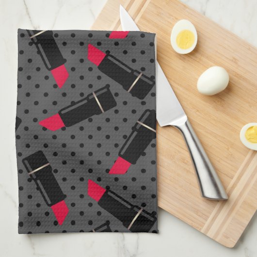 Retro, rode lippenstift theedoek (Quarter Fold)