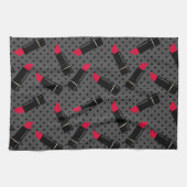 Retro, rode lippenstift theedoek (Horizontaal)