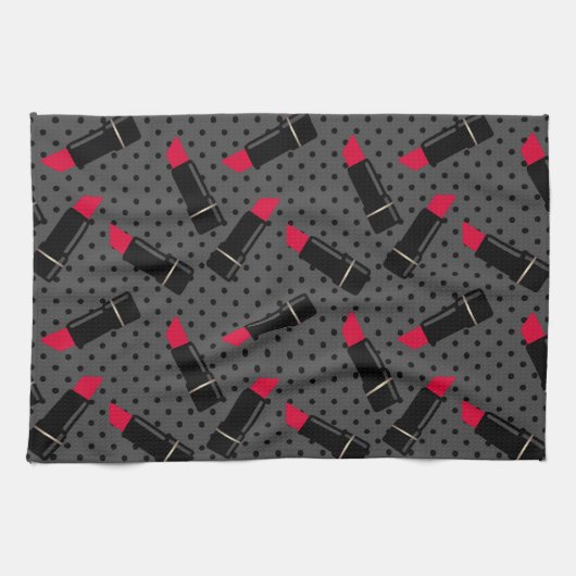 Retro, rode lippenstift theedoek (Horizontaal)