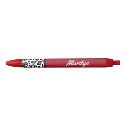 Retro rode luipaardprint schrijfpens cadeau zwarte inkt pen (Voorkant)