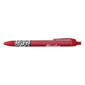 Retro rode luipaardprint schrijfpens cadeau zwarte inkt pen (Bovenkant)
