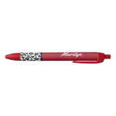 Retro rode luipaardprint schrijfpens cadeau zwarte inkt pen (Bodem)