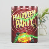 Retro Rode Marquee Halloween Disco Pompoen Kaart (Staand voorkant)