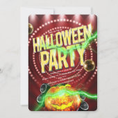 Retro Rode Marquee Halloween Disco Pompoen Kaart (Voorkant)