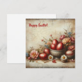 Retro rode paaseieren waterverf lente bloemen feestdagenkaart (Voorkant / Achterkant)