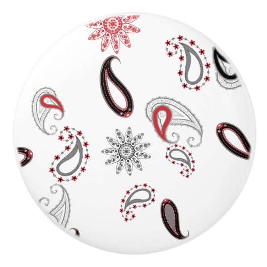 Retro rode Paisley keramische knop (Voorkant)