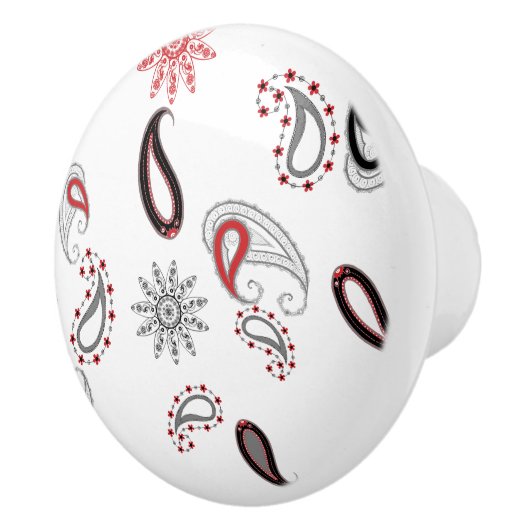 Retro rode Paisley keramische knop (Rechts)