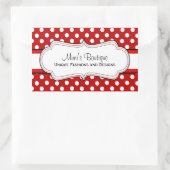 Retro Rode polka dot business rechthoekige sticker (Tas)
