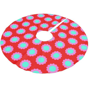 Retro Rode Pop Bloem Patroon Mod Jaren 60 Boho Sti Kerstboom Rok