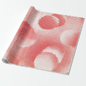 Retro rode popart halftoonstippenpatroon cadeaupapier (Uitgerold)