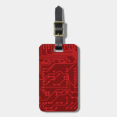 Retro rode printplaat Tech-patroon Bagagelabel (Voorkant verticaal)
