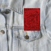 Retro rode printplaat Tech-patroon Button (Insitu)