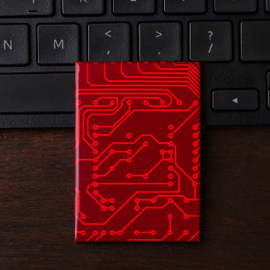 Retro rode printplaat Tech-patroon Button