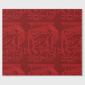 Retro Rode Printplaat Tech Patroon Cadeaupapier (Vlak)