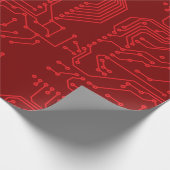 Retro Rode Printplaat Tech Patroon Cadeaupapier (Hoek)