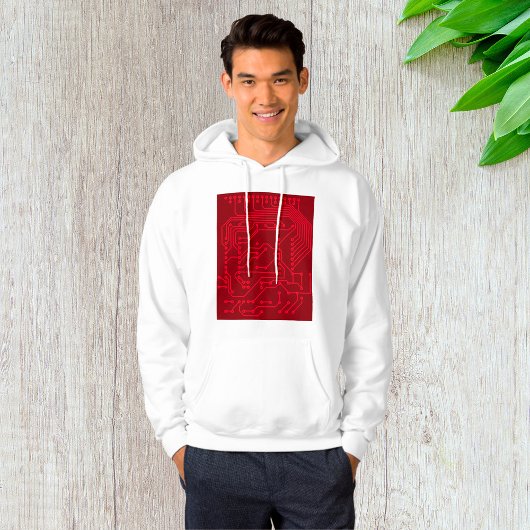 Retro rode printplaat Tech-patroon Hoodie