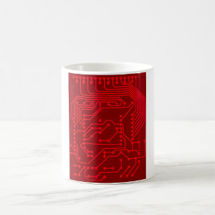 Retro Rode Printplaat Tech Patroon Koffiemok