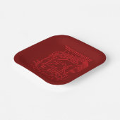 Retro rode printplaat Tech Patroon Papieren Bordje (Gebogen)