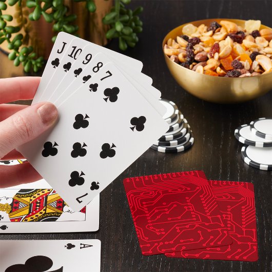 Retro rode printplaat Tech-patroon Pokerkaarten