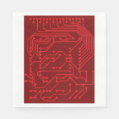 Retro rode printplaat tech patroon servet (Voorkant)