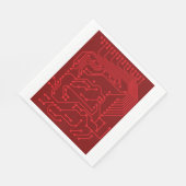 Retro rode printplaat tech patroon servet (Hoek)