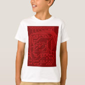 Retro rode printplaat tech patroon t-shirt (Voorkant)