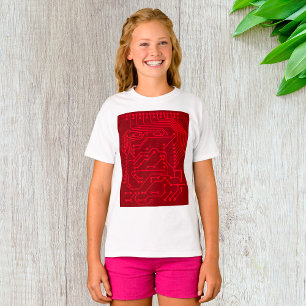 Retro rode printplaat tech patroon t-shirt
