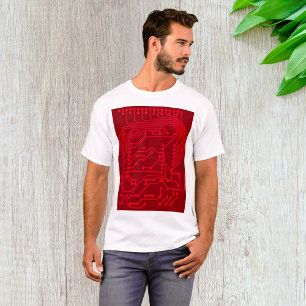 Retro rode printplaat Tech-patroon T-shirt