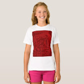 Retro rode printplaat tech patroon t-shirt (Voorkant volledig)