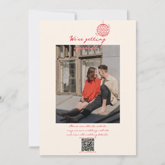 Retro Rode QR-code Hand getekend Geschreven Foto H Kaart (Achterkant)