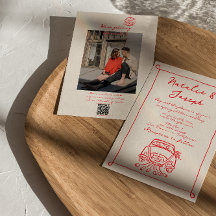 Retro Rode QR-code Hand getekend Geschreven Foto H