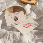 Retro rode QR Code Hand getrokken eigenzinnige bru RSVP Kaartje