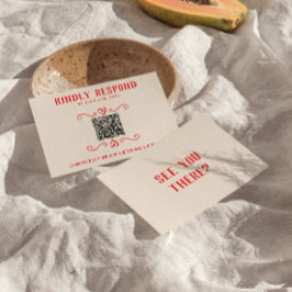 Retro rode QR Code Hand getrokken eigenzinnige bru RSVP Kaartje