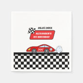Retro rode raceauto racejongen 1e verjaardag servet (Voorkant)