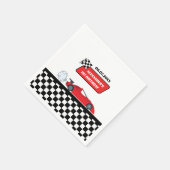 Retro rode raceauto racejongen 1e verjaardag servet (Hoek)