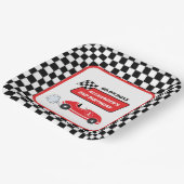 Retro rode raceauto racejongen 2e verjaardag papieren bordje (Gebogen)