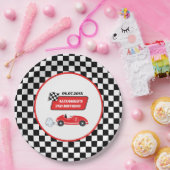 Retro rode raceauto racejongen 2e verjaardag papieren bordje (Feest)