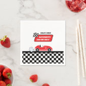 Retro rode raceauto racejongen 2e verjaardag servet (Insitu)