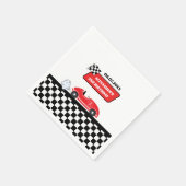 Retro rode raceauto racejongen 2e verjaardag servet (Hoek)