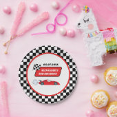 Retro rode raceauto racejongen 3e verjaardag papieren bordje (Feest)